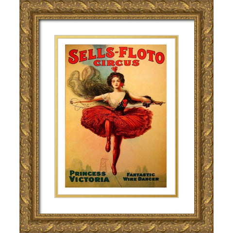 Sells-Floto Circus Gold Ornate Wood Framed Art Print with Double Matting by Vintage Apple Collection