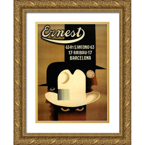 ernest Gold Ornate Wood Framed Art Print with Double Matting by Vintage Apple Collection