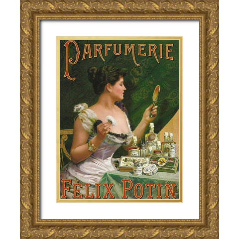 Parfumerie Gold Ornate Wood Framed Art Print with Double Matting by Vintage Apple Collection