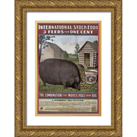Hog Food Gold Ornate Wood Framed Art Print with Double Matting by Vintage Apple Collection