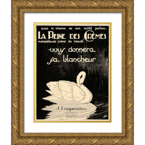 Swan Cremes Gold Ornate Wood Framed Art Print with Double Matting by Vintage Apple Collection