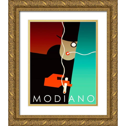 Modiano Cig Gold Ornate Wood Framed Art Print with Double Matting by Vintage Apple Collection
