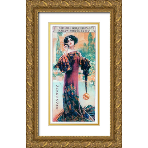 Roeder Poster Gold Ornate Wood Framed Art Print with Double Matting by Vintage Apple Collection