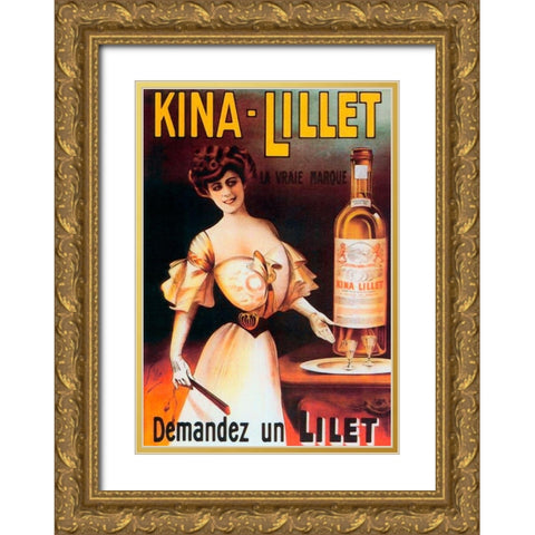 Kina Gold Ornate Wood Framed Art Print with Double Matting by Vintage Apple Collection