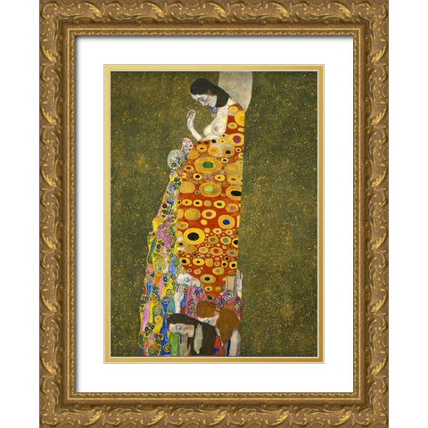 Klimt-Hope Gold Ornate Wood Framed Art Print with Double Matting by Vintage Apple Collection
