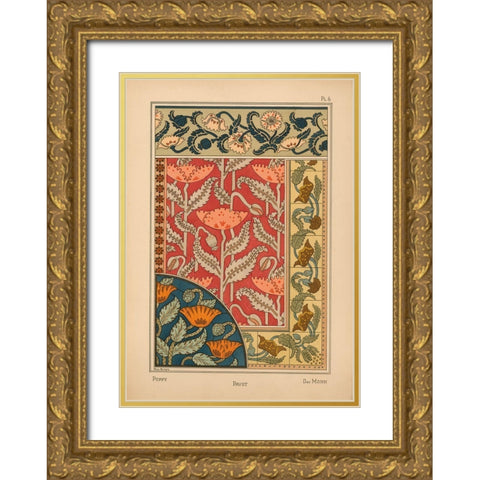 Plate 06 - Poppy Gold Ornate Wood Framed Art Print with Double Matting by Vintage Apple Collection