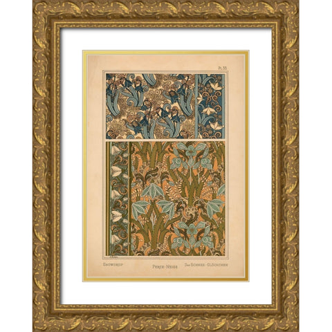 Plate 33 - Snowdrop Gold Ornate Wood Framed Art Print with Double Matting by Vintage Apple Collection