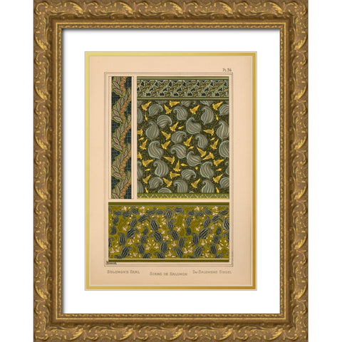 Plate 36 - Solomons Seal Gold Ornate Wood Framed Art Print with Double Matting by Vintage Apple Collection