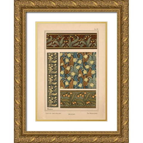 Plate 39 - Lily of the Valley Gold Ornate Wood Framed Art Print with Double Matting by Vintage Apple Collection