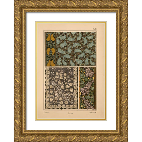 Plate 51 - Lilac Gold Ornate Wood Framed Art Print with Double Matting by Vintage Apple Collection