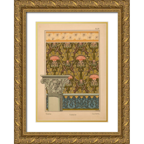 Plate 59 - Thistle Gold Ornate Wood Framed Art Print with Double Matting by Vintage Apple Collection