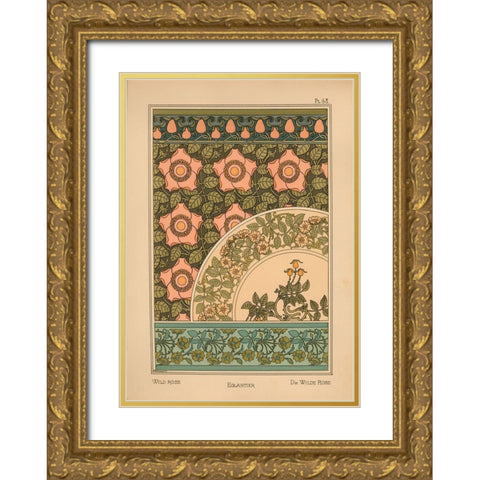 Plate 68 - Wild Rose Gold Ornate Wood Framed Art Print with Double Matting by Vintage Apple Collection