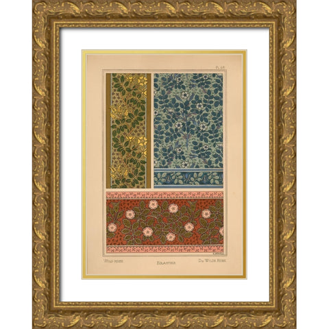 Plate 69 - Wild Rose Gold Ornate Wood Framed Art Print with Double Matting by Vintage Apple Collection