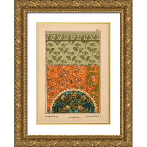 Plate 71 - Chrysanthemum Gold Ornate Wood Framed Art Print with Double Matting by Vintage Apple Collection