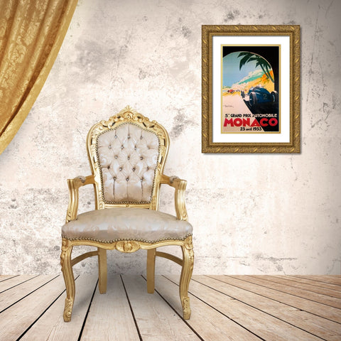 Grandprix Automobile Monaco 1933 Gold Ornate Wood Framed Art Print with Double Matting by Vintage Apple Collection