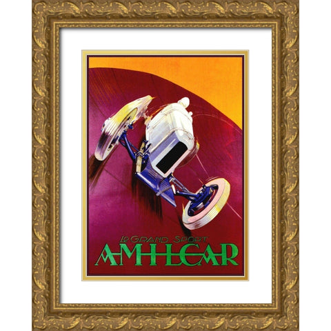 Amilcar Gold Ornate Wood Framed Art Print with Double Matting by Vintage Apple Collection