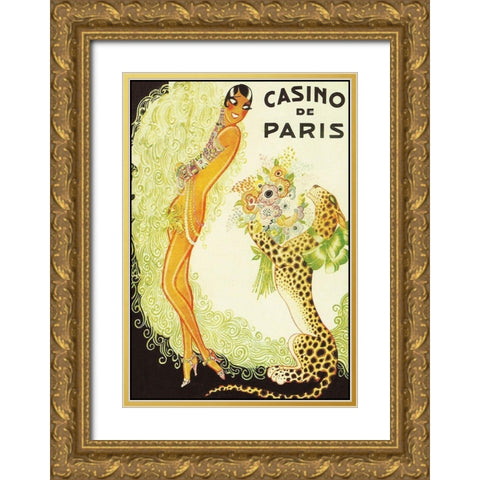 Casino de Paris-Leopard Gold Ornate Wood Framed Art Print with Double Matting by Vintage Apple Collection