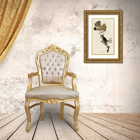 Great Crested Flycatcher Gold Ornate Wood Framed Art Print with Double Matting by Vintage Apple Collection