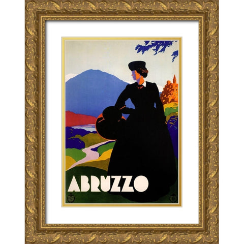 Abruzzo-Blackdress Gold Ornate Wood Framed Art Print with Double Matting by Vintage Apple Collection