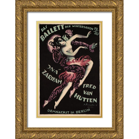 Balletwinter Seas Germany1919 Gold Ornate Wood Framed Art Print with Double Matting by Vintage Apple Collection