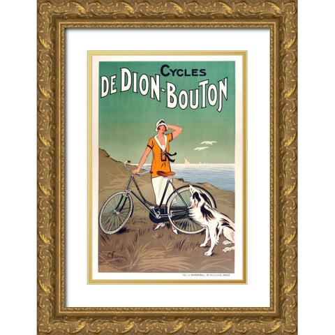 Cycles De Dion Bouton Gold Ornate Wood Framed Art Print with Double Matting by Vintage Apple Collection
