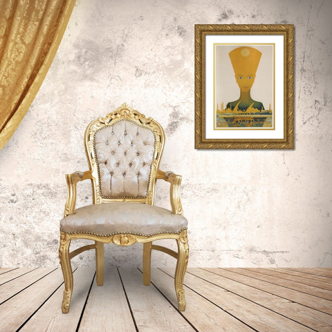 Egyptian State Railways Gold Ornate Wood Framed Art Print with Double Matting by Vintage Apple Collection