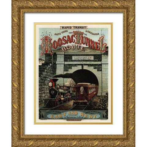 Hoosac Tunnel Gold Ornate Wood Framed Art Print with Double Matting by Vintage Apple Collection