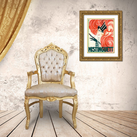 Mistinguett Redhead Cane Gold Ornate Wood Framed Art Print with Double Matting by Vintage Apple Collection
