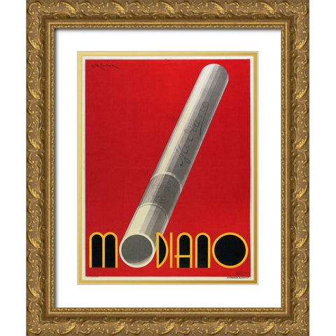 Modiano Cigs Red Italian Gold Ornate Wood Framed Art Print with Double Matting by Vintage Apple Collection
