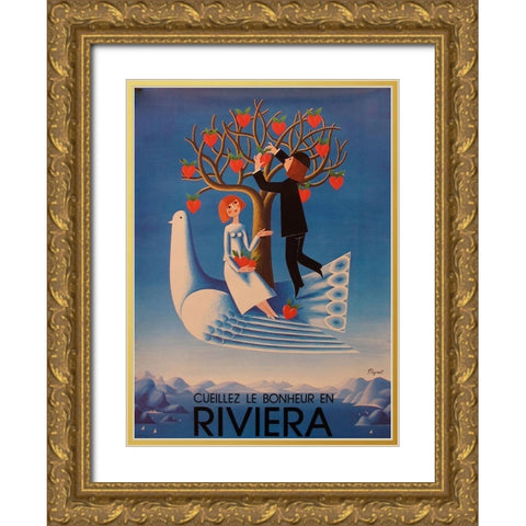 Riviera Gold Ornate Wood Framed Art Print with Double Matting by Vintage Apple Collection