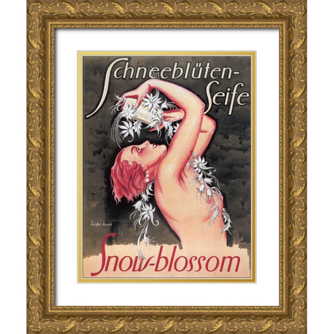 Snowblossom Soap Austria Gold Ornate Wood Framed Art Print with Double Matting by Vintage Apple Collection