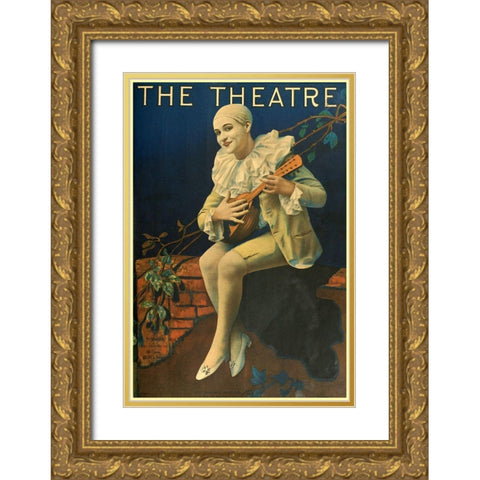 The Theater Magazine Ukelele Gold Ornate Wood Framed Art Print with Double Matting by Vintage Apple Collection