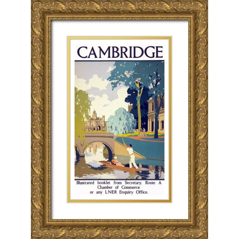 Trav Cambridge Gold Ornate Wood Framed Art Print with Double Matting by Vintage Apple Collection
