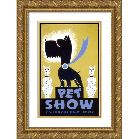 Wpa Poster Petshow Scottie Gold Ornate Wood Framed Art Print with Double Matting by Vintage Apple Collection