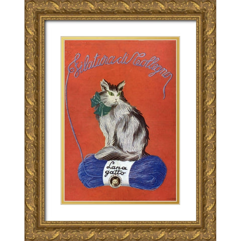 Yarncat Gold Ornate Wood Framed Art Print with Double Matting by Vintage Apple Collection