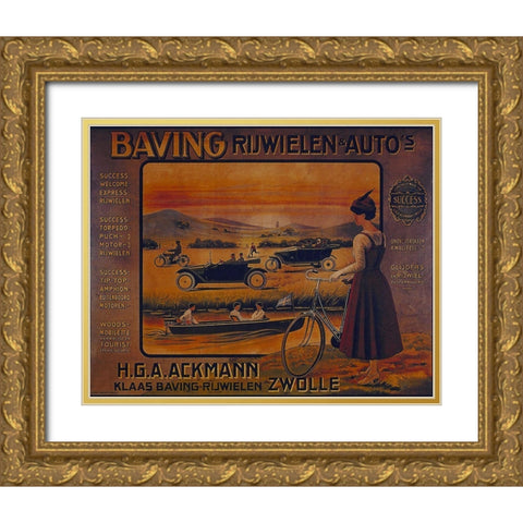 Bike 10 Gold Ornate Wood Framed Art Print with Double Matting by Vintage Apple Collection