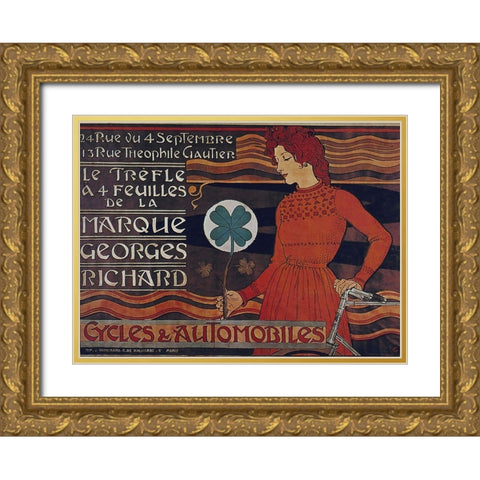 Bike 13 Gold Ornate Wood Framed Art Print with Double Matting by Vintage Apple Collection