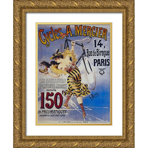 Bike 19 Gold Ornate Wood Framed Art Print with Double Matting by Vintage Apple Collection