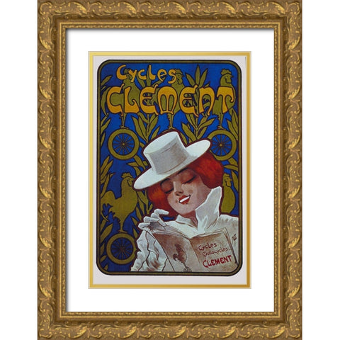 Bike 21 Gold Ornate Wood Framed Art Print with Double Matting by Vintage Apple Collection