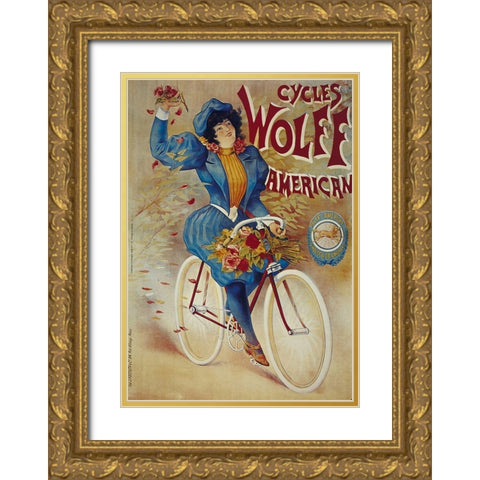 Bike 30 Gold Ornate Wood Framed Art Print with Double Matting by Vintage Apple Collection
