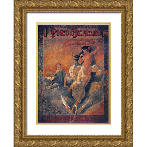 Bike 57 Gold Ornate Wood Framed Art Print with Double Matting by Vintage Apple Collection