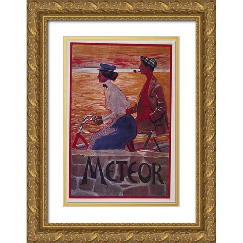 Bike 60 Gold Ornate Wood Framed Art Print with Double Matting by Vintage Apple Collection