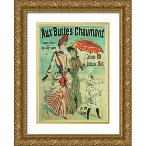 Aux Buttes Gold Ornate Wood Framed Art Print with Double Matting by Vintage Apple Collection