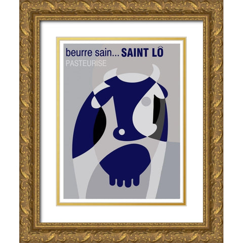 Beurre Sain Gold Ornate Wood Framed Art Print with Double Matting by Vintage Apple Collection