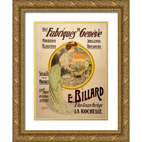 Fabriques Geneve Gold Ornate Wood Framed Art Print with Double Matting by Vintage Apple Collection