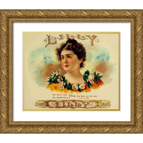 Lily Cig Gold Ornate Wood Framed Art Print with Double Matting by Vintage Apple Collection