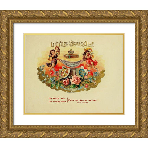 Little Bouguet Gold Ornate Wood Framed Art Print with Double Matting by Vintage Apple Collection