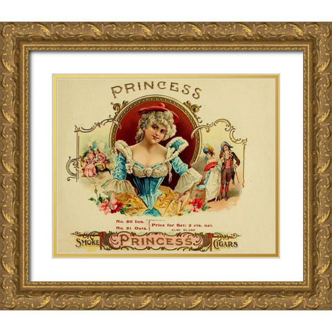 Princess Cig Gold Ornate Wood Framed Art Print with Double Matting by Vintage Apple Collection
