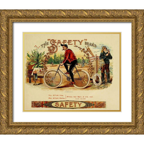 Safety Cig Gold Ornate Wood Framed Art Print with Double Matting by Vintage Apple Collection
