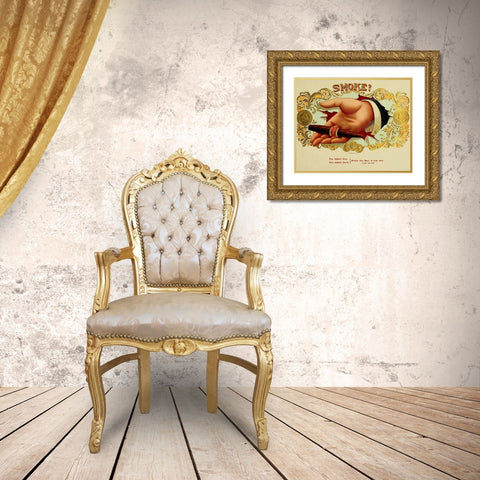 Smoke Cig Gold Ornate Wood Framed Art Print with Double Matting by Vintage Apple Collection